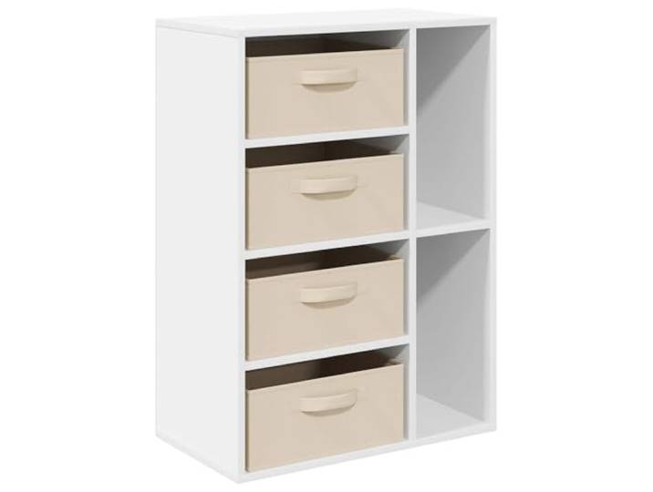 GKMBCVDFR Sideboard Weiß 60 x 33,5 x 84 cm Holzwerkstoff, Versenkte Griffe, Regalbretter, Wohnzimmer Oder Esszimmer, Montage Erforderlich