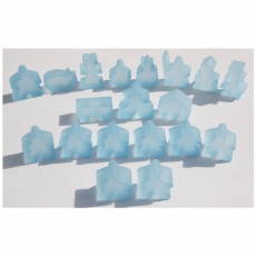 Hans im Glück Carcassonne - Meeple - 19er-Set (komplettes Spielfiguren-Set) - FROZEN Hellblau 293395