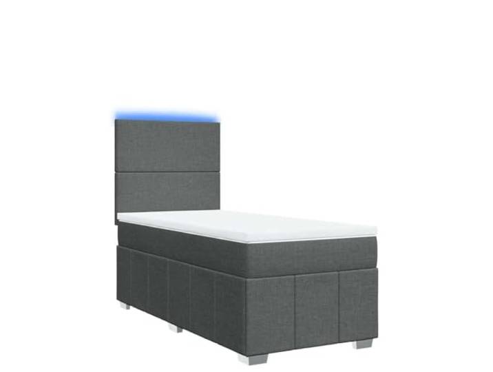 PUGYNBK Boxspringbett, 80 x 200 cm, mit Federkernmatratze Verstellbares Kopfteil, LED-Lichter, atmungsaktives Polyester, waschbarer Bezug