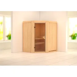 Karibu Sauna Tonja - 68 mm Systemsauna - 230 Volt Plug & Play-Ohne Ofen-ohne Dachkranz inkl. gratis Zubehörpaket im Wert von 126,96€