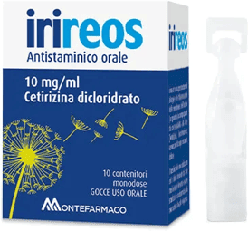 Montefarmaco Irireos Cetirizina Liquida Sollievo Rapido dalle Allergie Stagionali 10 Flaconcini 10mg/ml