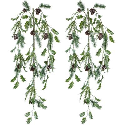 Kunstzweig CREATIV GREEN "Hängezweig", grün, H:116cm, Kunststoff, Kunstpflanzen, Kunstzweig, mit Zapfen
