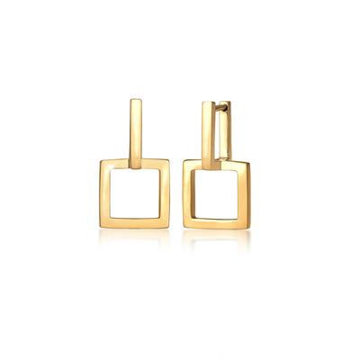 Paar Ohrstecker ELLI "Creolen Eckig Quadrat 925 Silber", gold, Ohrringe, Damen, onesize, ohne Stein, Silber 925 (Sterlingsilber)