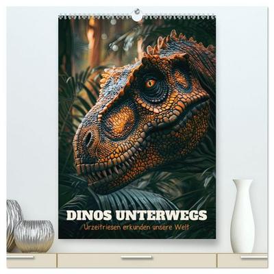 Dinos unterwegs: Urzeitriesen erkunden unsere Welt (hochwertiger Premium Wandkalender 2027 DIN A2 hoch), Kunstdruck in Hochglanz