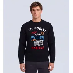 MC2 Saint Barth für Herren. HER0001 Schwarzer Heron-Pullover (S), Lässig, Wolle