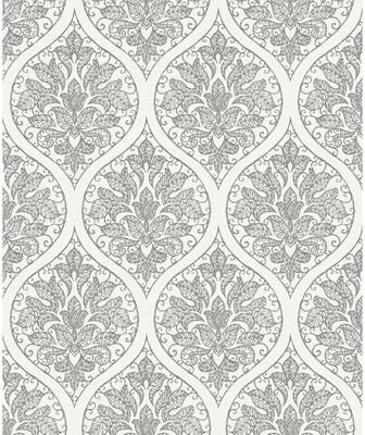 Galerie Wallcoverings Emporium 3D Embossed Ogee Damask Non-woven Metallic Wallpaper Roll