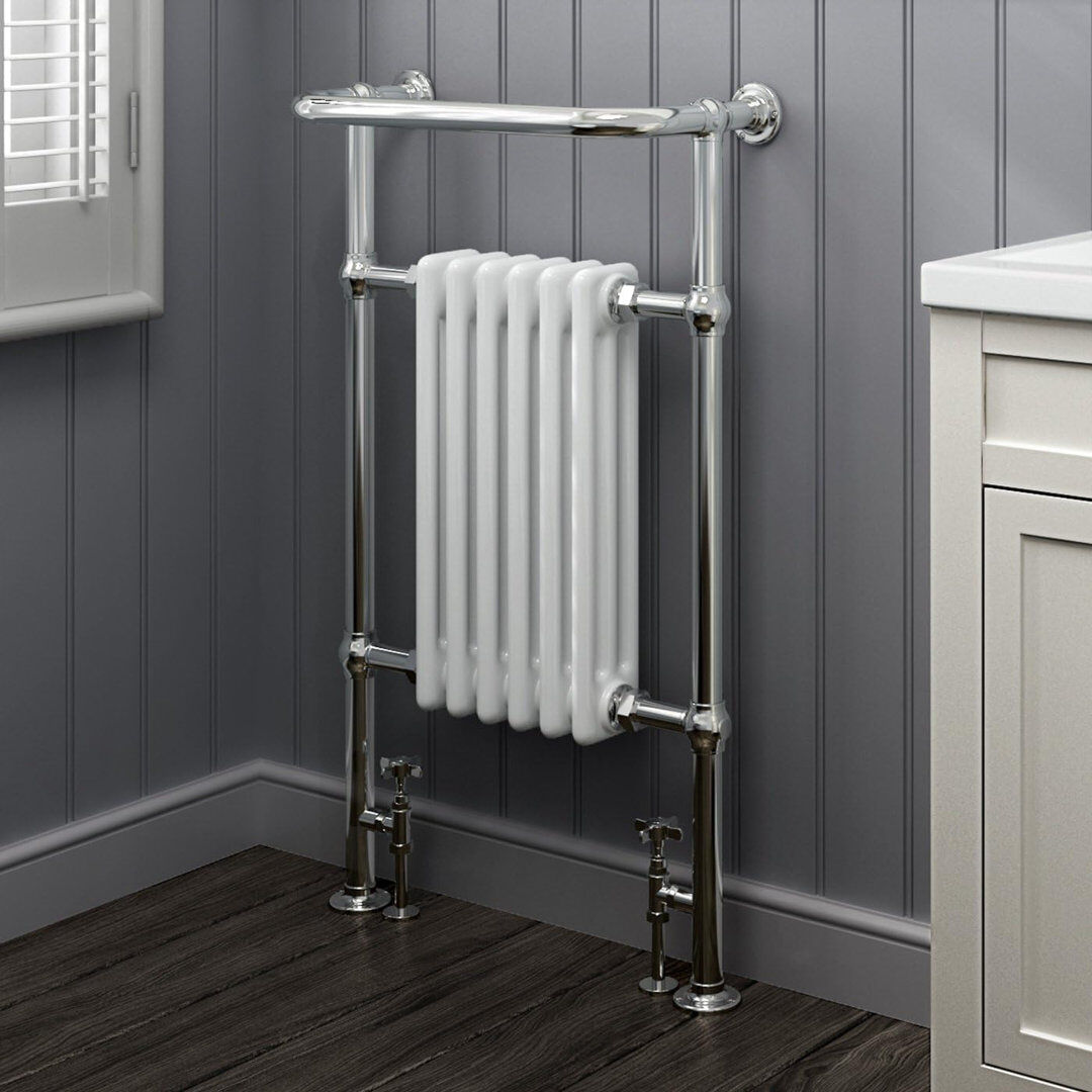 iBathUK Traditional Designer Heated Towel Rail Bathroom Radiator White 952cm H x 568cm W x 235cm D