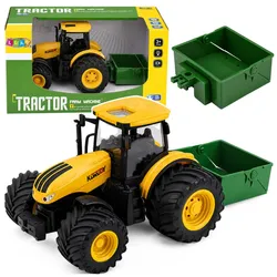 Landwirtschaftlicher Traktor mit Düngerstreuer, Lichtern und Geräuschen, gelb, 1:24