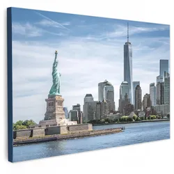 LEINWANDBILD New York - Freiheitsstatue - Wasser Gemälde 60x40 cm