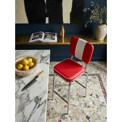 Barhocker Retro 50er Jahre Dinerstil Weiß, Rot 40x38x110 cm