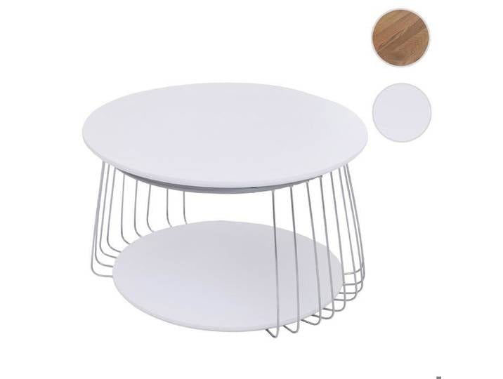 Table basse MCA HWC-P60 métal MDF ronde Ø 70 cm blanche
