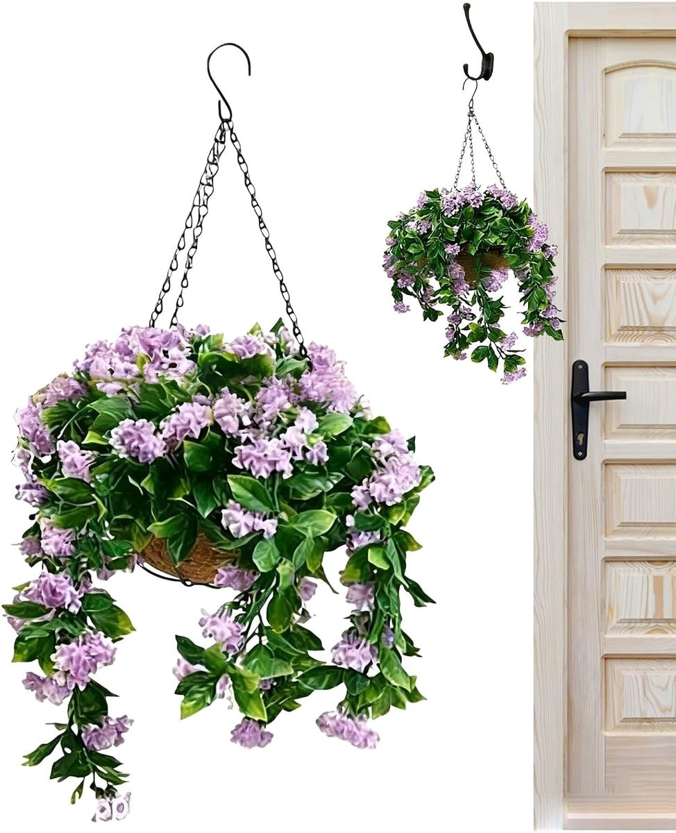 Kunstmatige Hangmand Lila - Decoratieve Tuinmand - Hoogte: 40 cm