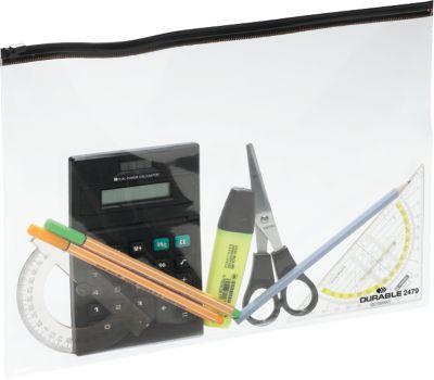 Reißverschlusstasche Zip Bag, transparent mit schwarzem Zipper, A4, 5 St.