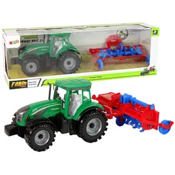 Traktor mit Pflug Friktionsantrieb Rot