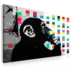 Artgeist Wandbild Denkender Affe, Leinwand, Querformat, 90 x 60 cm