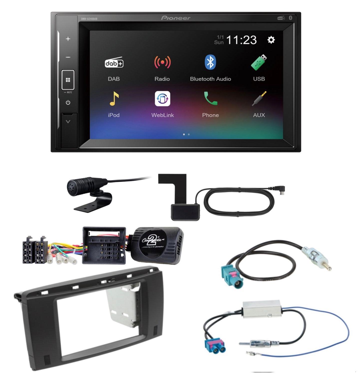 Pioneer DMH-A240DAB USB MP3 Bluetooth Digitalradio Einbauset für Mercedes R W251