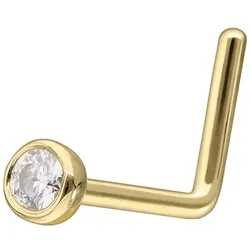 14/18 Karat Gold Nasenstecker L-Form EINGEFASSTER MOISSANIT