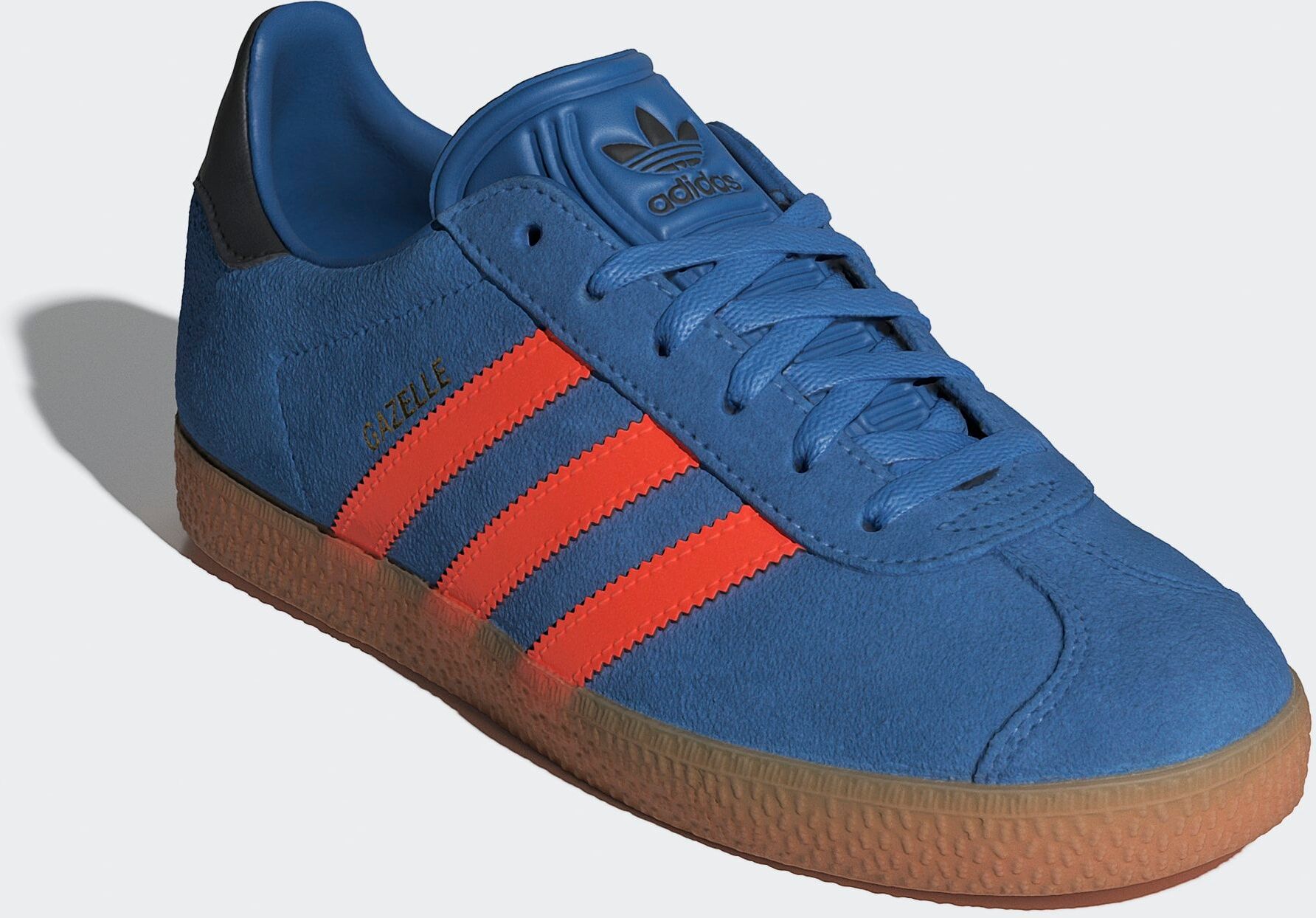 Sneaker ADIDAS ORIGINALS "GAZELLE", Kinder, Gr. 38,5, orange (focus blau, solar orange, core schwarz), Leder, Schuhe Sneaker, pour enfants focus blau, solar orange, core schwarz 38,5