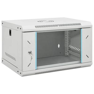 Helloshop26 - 6HE-Wandnetzwerkschrank 53 x 40 x 30 cm sicheres Schloss wartungsfreundlich modernes Design grauer Stahl 02_0045826