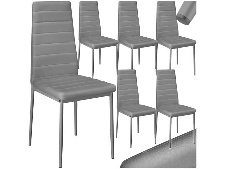 Lot de chaises avec surpiqûre - gris, Lot de 6