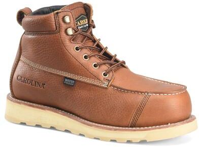 "Carolina Staple Gun 6"" Soft Toe Wedge (Men's) Work in Russet, Size 8.5 E2, Leather"