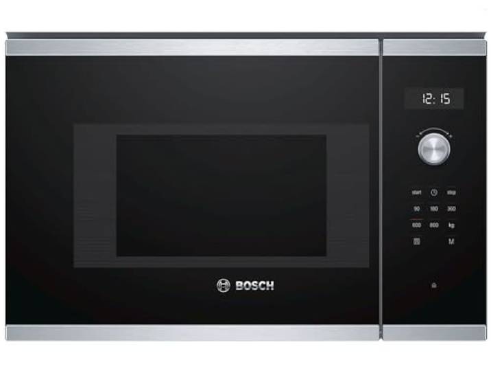 Bosch BFL524MS0 Serie 6 Einbau-Mikrowelle, 38 x 60 cm, 800 W, Drehteller 25,5cm, Türanschlag Links, AutoPilot 7 7 Automatikprogramme, Reinigungsunterstützung, LED-Touchdisplay, Edelstahl