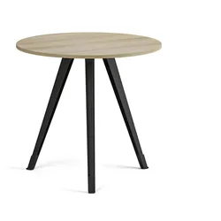 Couchtisch PRIMO ZEN, Durchmesser 80 cm, schwarzes Metallgestell, Eiche natur
