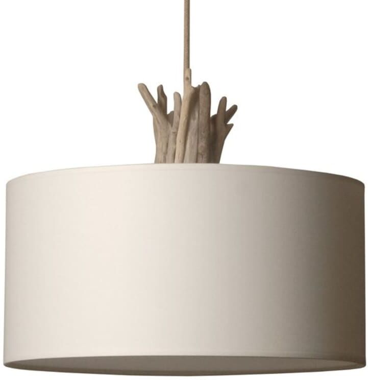 Coc'art Suspension en bois recyclé blanc Blanc 100x100x40cm
