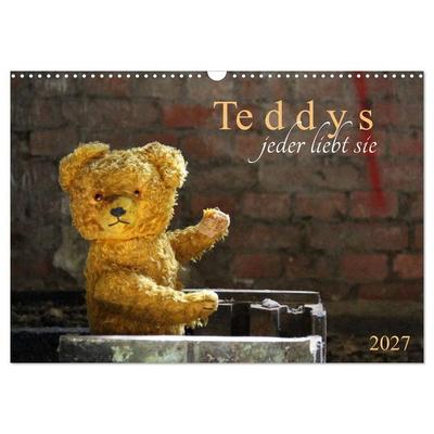 Teddys...jeder liebt sie (Wandkalender 2027 DIN A3 quer), CALVENDO Monatskalender
