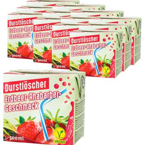 Durstlöscher Saft Erdbeer-Rhabarber-Geschmack, Trinkpäckchen, je 0,5 Liter, 12 Stück