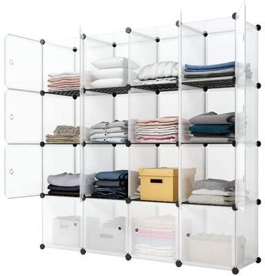 fastbuy DIY Metal/ PP Modular 4-tier Cube Storage Organizer Shelf