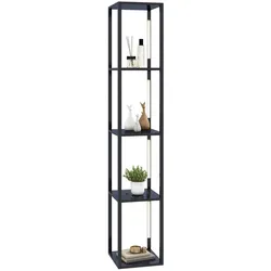 Helloshop26 - Stehlampe mit 4 Ablagen 29 x 29 x 163 cm dimmbar flexibles Licht modernes Design schwarzes MDF
