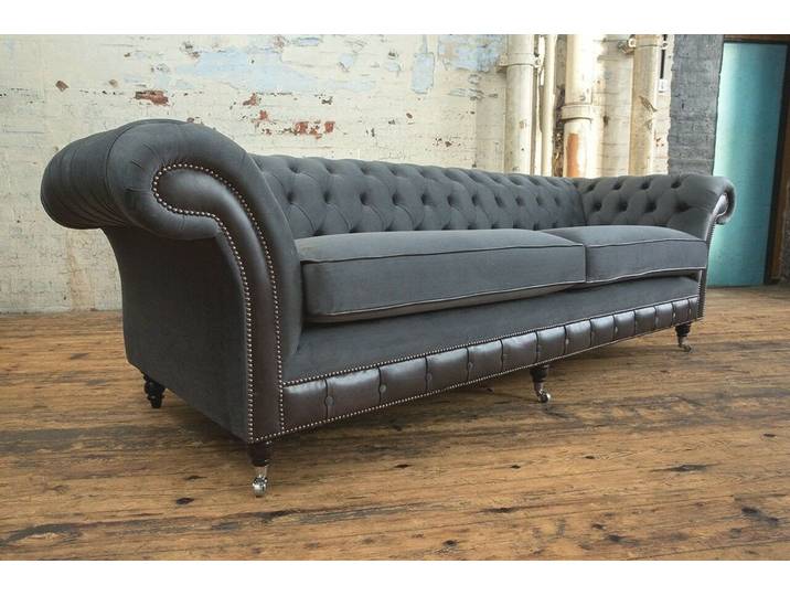 JVmoebel Chesterfield-Sofa Schwarzes Ledersofa mit Chesterfield-Charme und luxuriöser Polsterung, Packung, Made in Europa