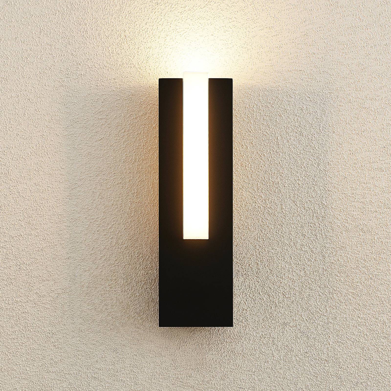 LED Aussenwandleuchte Virgalia Lucande, schwarz, Aluminium, Modern, LED Wandleuchte außen