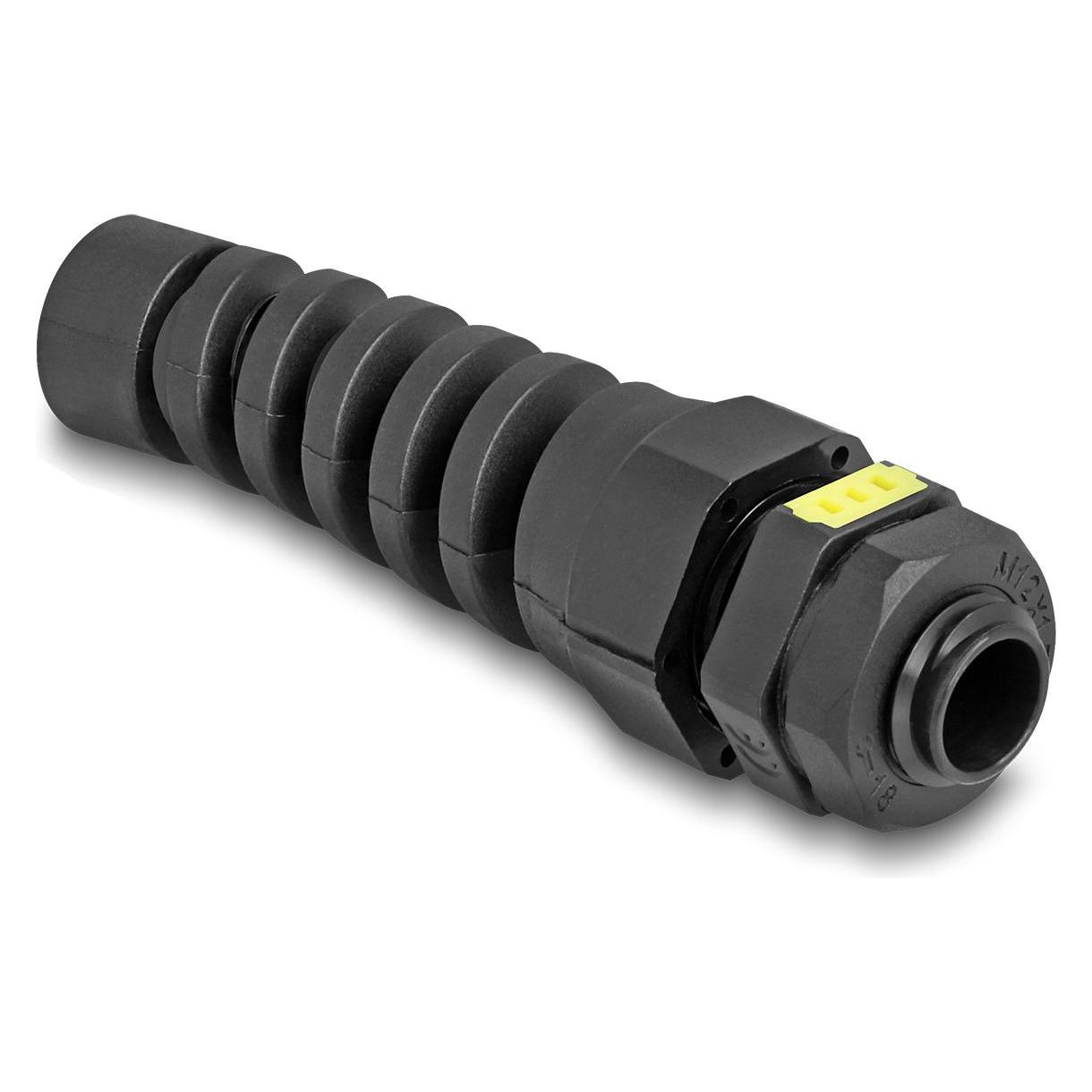Delock Kabelverschraubung M12mit Beluftung und Zugentlastung IP68 staub- und wasserdicht schwarz 2 S (60624)