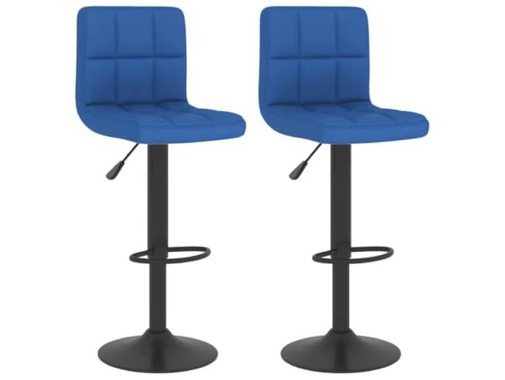 POUFGDR Barhocker, 2-teilig, blauer Stoff, mit verchromtem Stahl und Barhocker aus blauem Stoff, verchromter Stahlsockel, Gasheben, 360° drehbar, Kapazität 110 kg pro Sitz