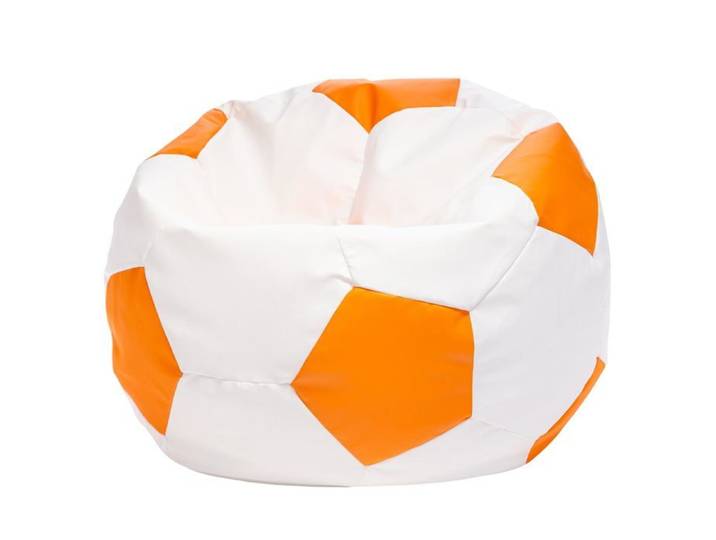 Football Pouf L en Simili Cuir Pouf Fauteuil Gaming Enfant 90x55cm Orange - Ecopuf