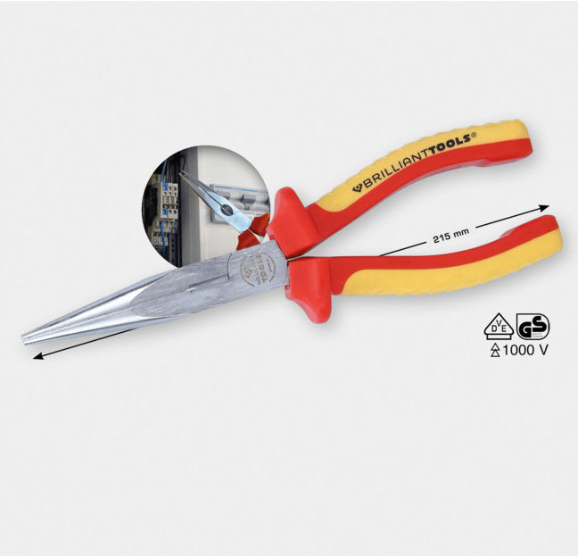 Brilliant Tools Pince plate ronde VDE, 208 mm (BT068012)
