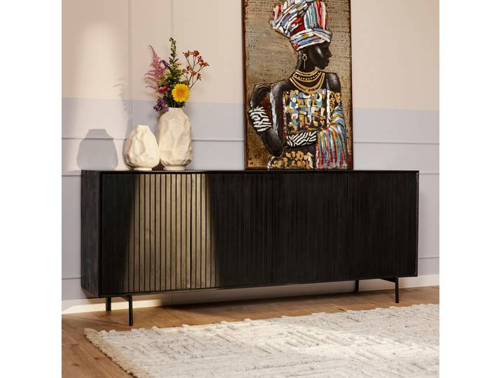 Buffet enfilade 210 cm 4 portes CORTINA - Noir