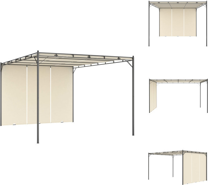 vidaXL Gartenpavillon mit Seitenvorhang 4x3x2,25 m Creme - Pavillons & Partyzelte
