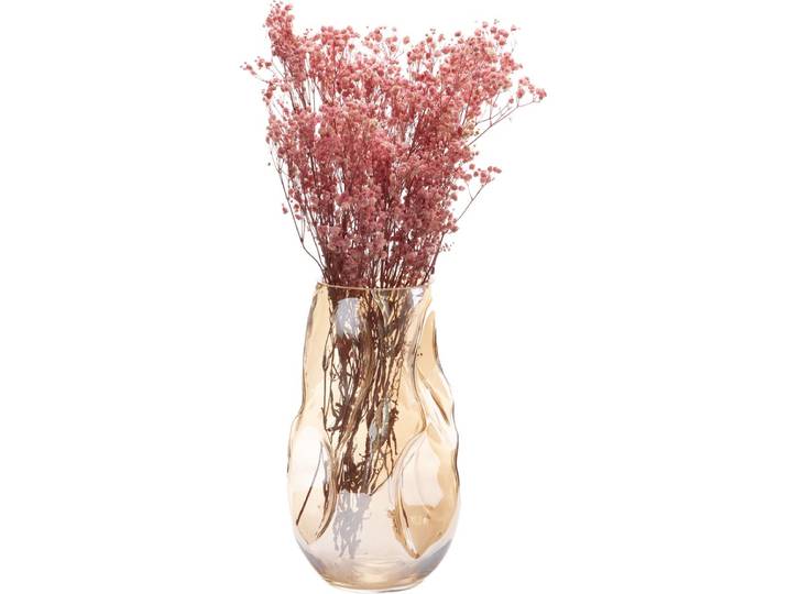 QUVIO Vaas - Bloemenvaas - Bloemenvaasje - Glazen vaas - Vazen - Vaas gekreukeld - Vaas gekreukt - Droogbloemenvaas - Droogbloemen vaas - Maat L - Glazen vaas - Glas - Transparant - Beige