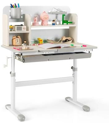Kids Study Desk Height Adjustable Writing Table w/ Tilt Desktop