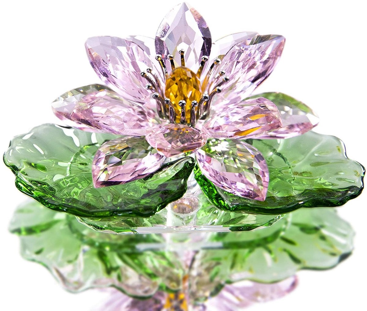Cosensi Crystal Lotus Flower Feng Shui Decoratie - Handgemaakt Glas - Roze
