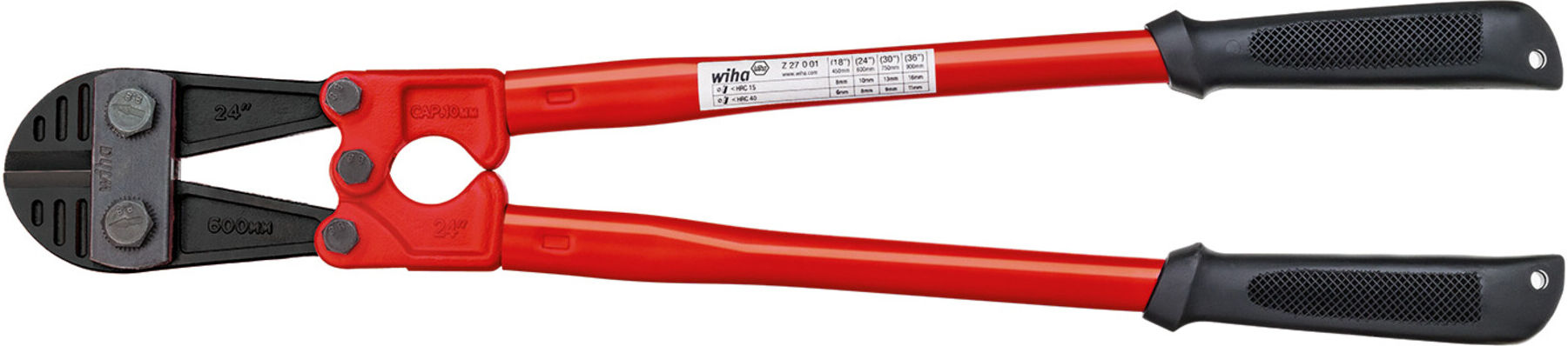Wiha Bolzenschneider Classic mit induktiv gehärteten Schneiden und ergonomischen Griffen, Länge: 450 mm (39374)