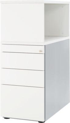 Schäfer Shop Genius Standcontainer mit Aufsatzregal, abschließbar, seitliche Griffnut, weiß