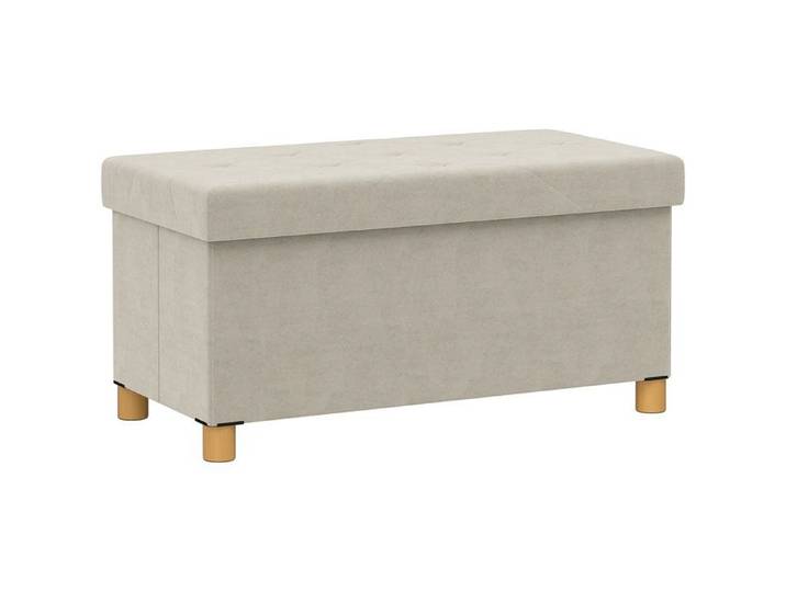 Banc de rangement – Velours pliable 67L 120kg – Pour chambre et salon – 76x38x38 cm Blanc cassé