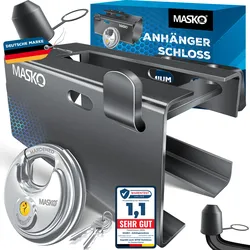 MASKO® Anhängerschloss  für Angekoppelte & Abgekoppelte Anhänger   Anhänger Schloss Diebstahlschutz Wohnwagen Kastenschloss inkl. Diskusschloss & Schlüssel & Schutzkappe