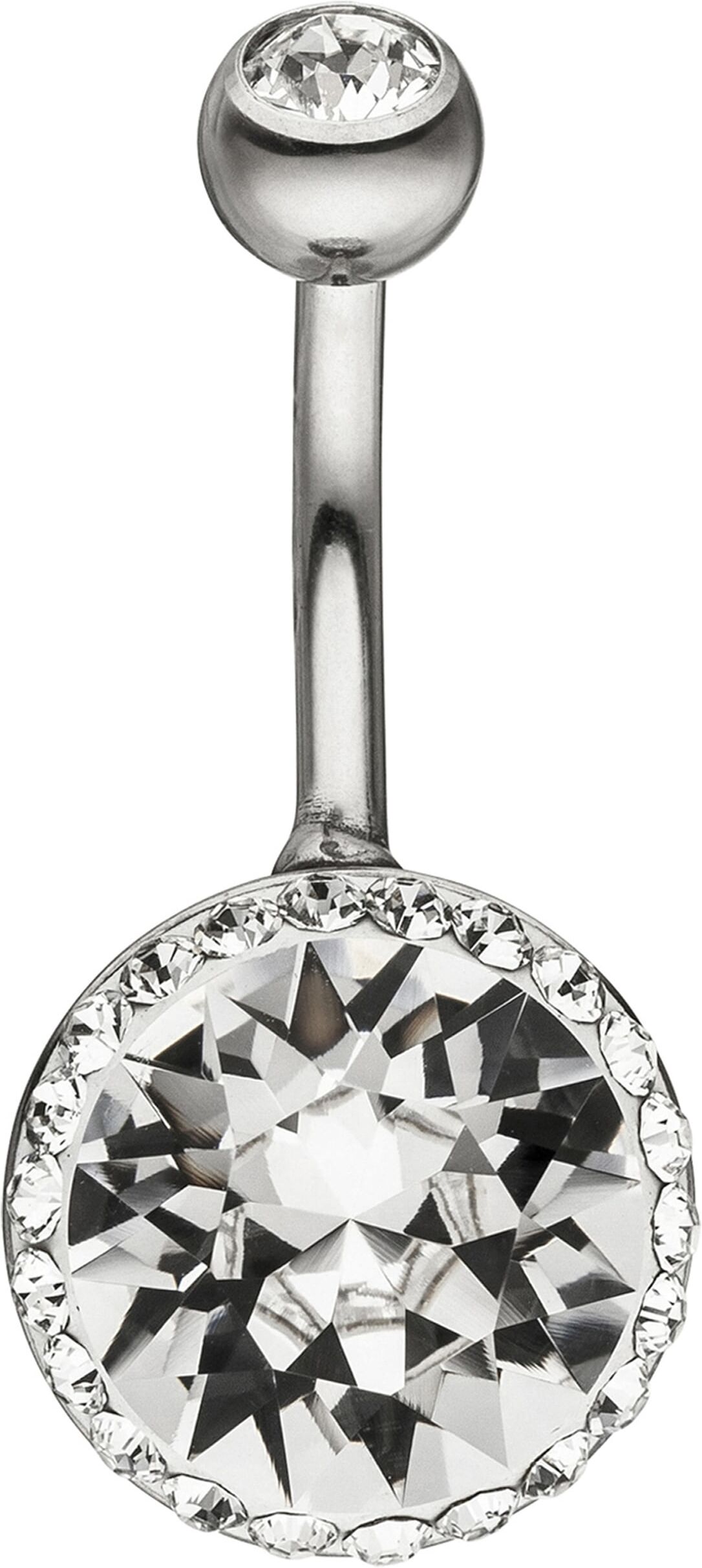 Bauchnabelpiercing JOBO, silber (edelstahlfarben), Piercings, Damen, Edelstahl, Edelstahl mit Kristallsteinen