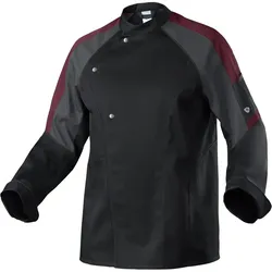 Leichte Kochjacke "1533-435" Gourmet - XXL - schwarz/grau/barolo