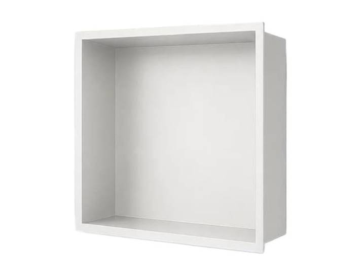 QAUUCP Einbauregal Wandnische Duschnische aus Edelstahl 12 x 4 Zoll, eingelassenes Wandregal, keine Fliesen erforderlich, Aufbewahrung im Badezimmer(Matte white)